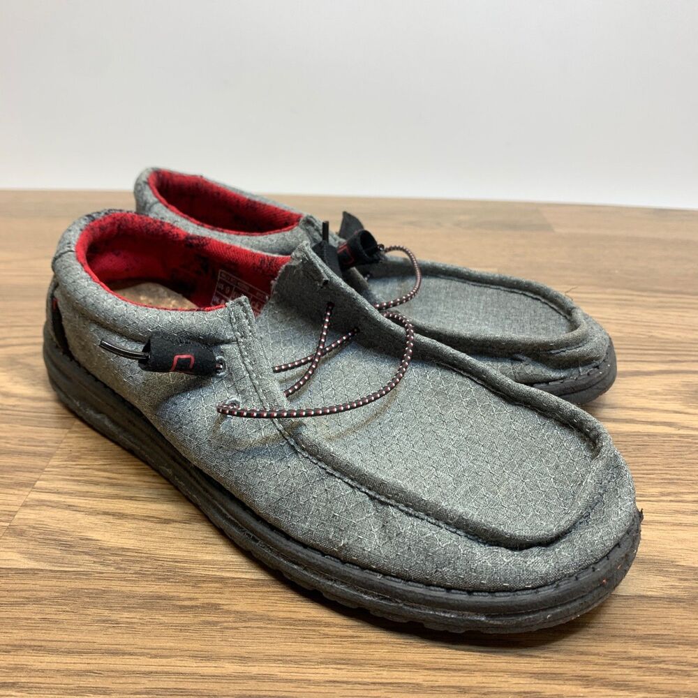 Hey Dude Shoes Mens 9 Wally Eco Ascend Sneakers Gray Lace Up Casual Comfort Flat